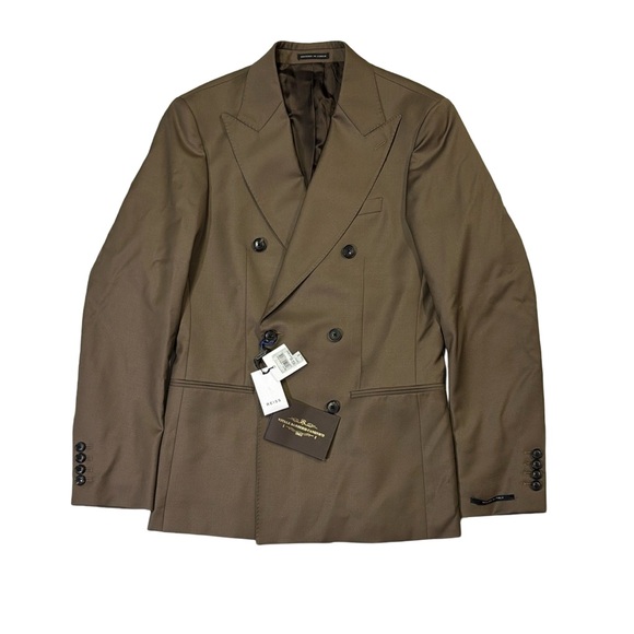 NEW Reiss mens 36R brown double breast Vitale Barberis Canonico wool jacket NWT - Picture 1 of 7